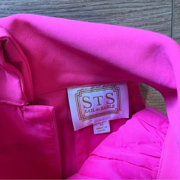 Sail to Sable Hot Pink Cowl Neck Back Button Down Sleeveless Shift Dress Size M - Picture 5 of 5